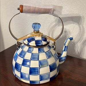 Mackenzie-Childs Blue Checkered Teapot